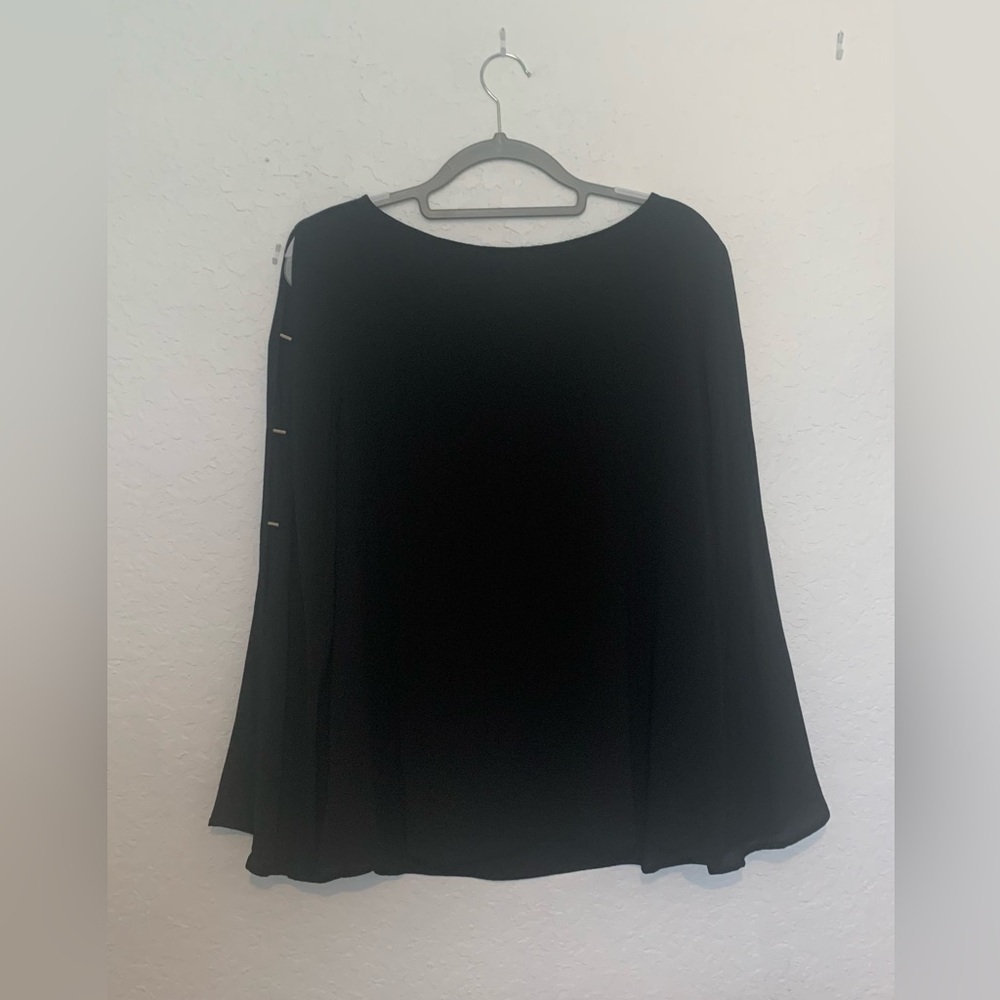 Michael Kors Black Flowy Top with Button Accents